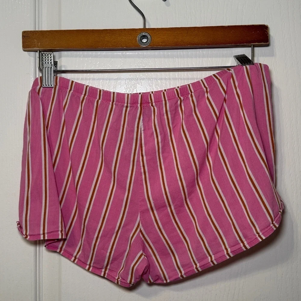 Aerie Pink White & Gold Striped Pajama Boxer Shorts Size XS NWOT